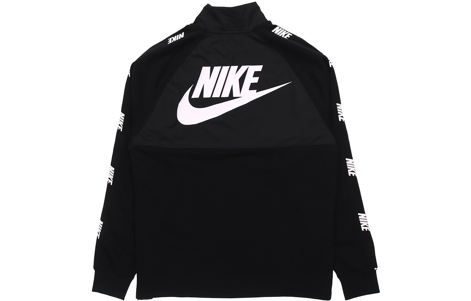 Nike Sportswear Hybrid Fleece Lined Large Logo Zipper Cardigan Splicing Pullover Black CJ4419-010