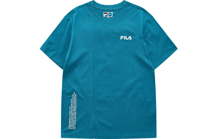 Men's FILA FUSION Skateboard Subject Printing Sports Round Neck Short Sleeve Blue T11M133109F-BU