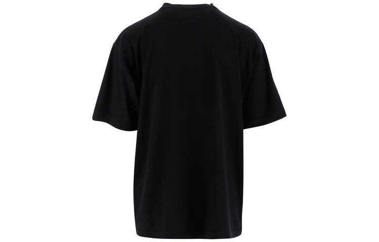 Men's Balenciaga Oversize Logo Printing Retro Shoulder Drop Short Sleeve Black 620969TIVA11000