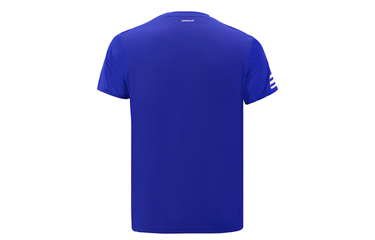 adidas Logo Printing Mesh Splicing Breathable Sports Short Sleeve Blue H34690