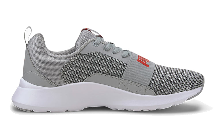 (GS) PUMA Wired Knit Low Top Running Shoes White/Grey 367381-10