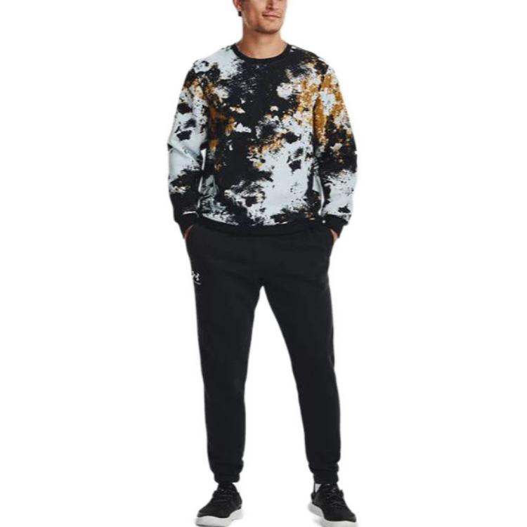 Under Armour Essential Fleece Paint Crew Sweatshirt 'White Black Gold' 1382318-441