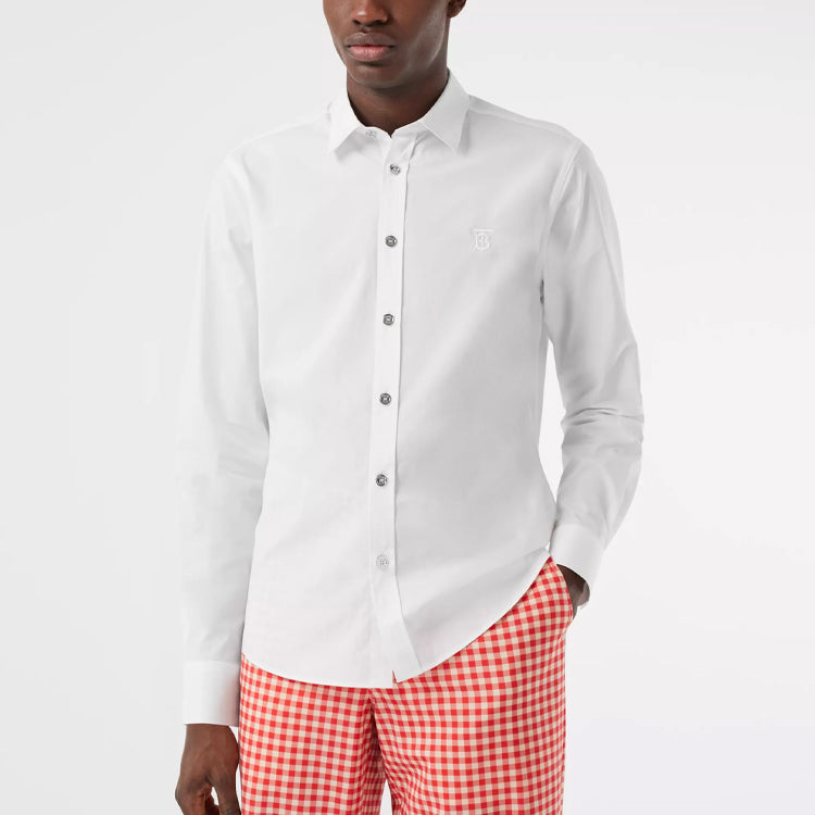 Burberry Pattern Stretch Cotton Shirt Male White 80285581