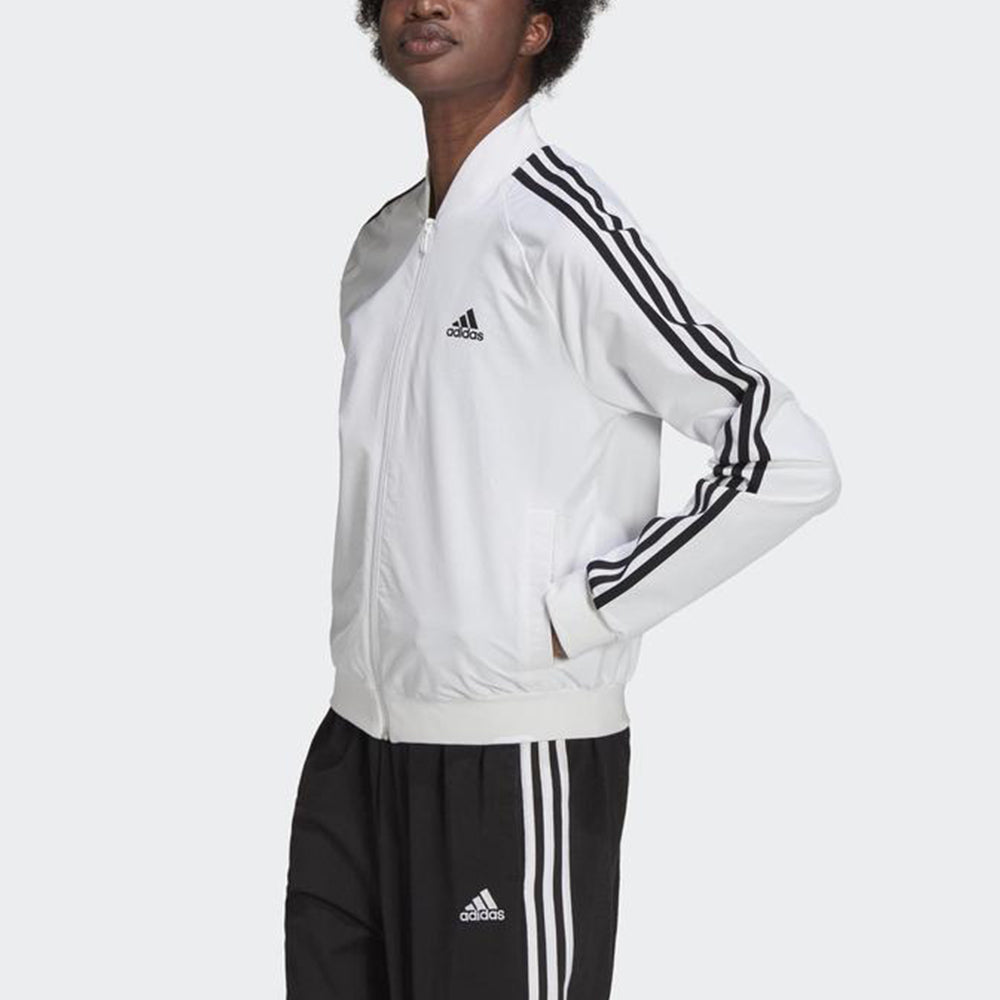 (WMNS) adidas Essentials 3-Stripes Track Jacket Asia Sizing 'White Black' H10180