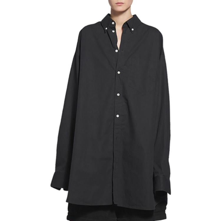 (WMNS) Balenciaga Oversize Shirt 'Black' 675499TKM021000