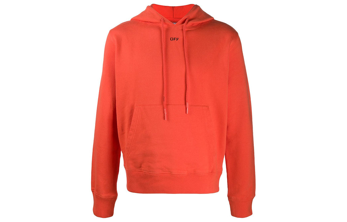 Off-White FW20 Stencil Hooded Pullover Men Orange OMBB034E20FLE0042010