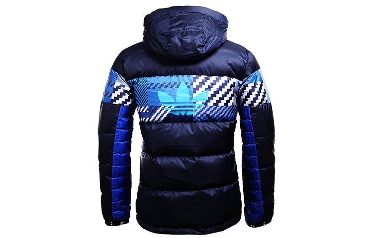 adidas originals Athleisure Casual Sports hooded down Jacket Blue AY9158