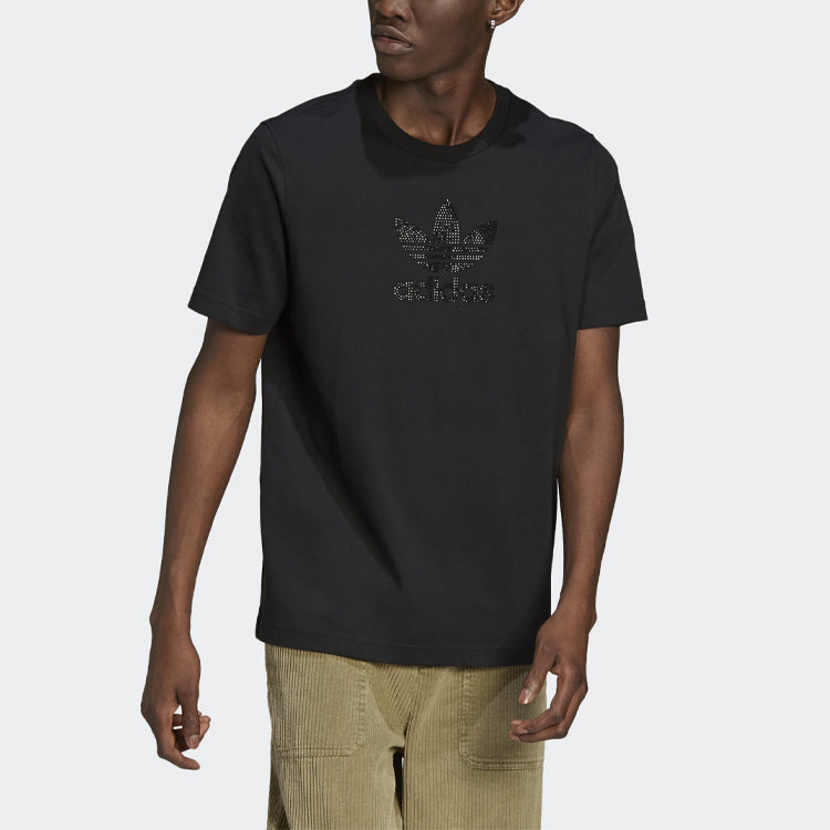 adidas originals Logo Pattern Loose Short Sleeve Black GN3646