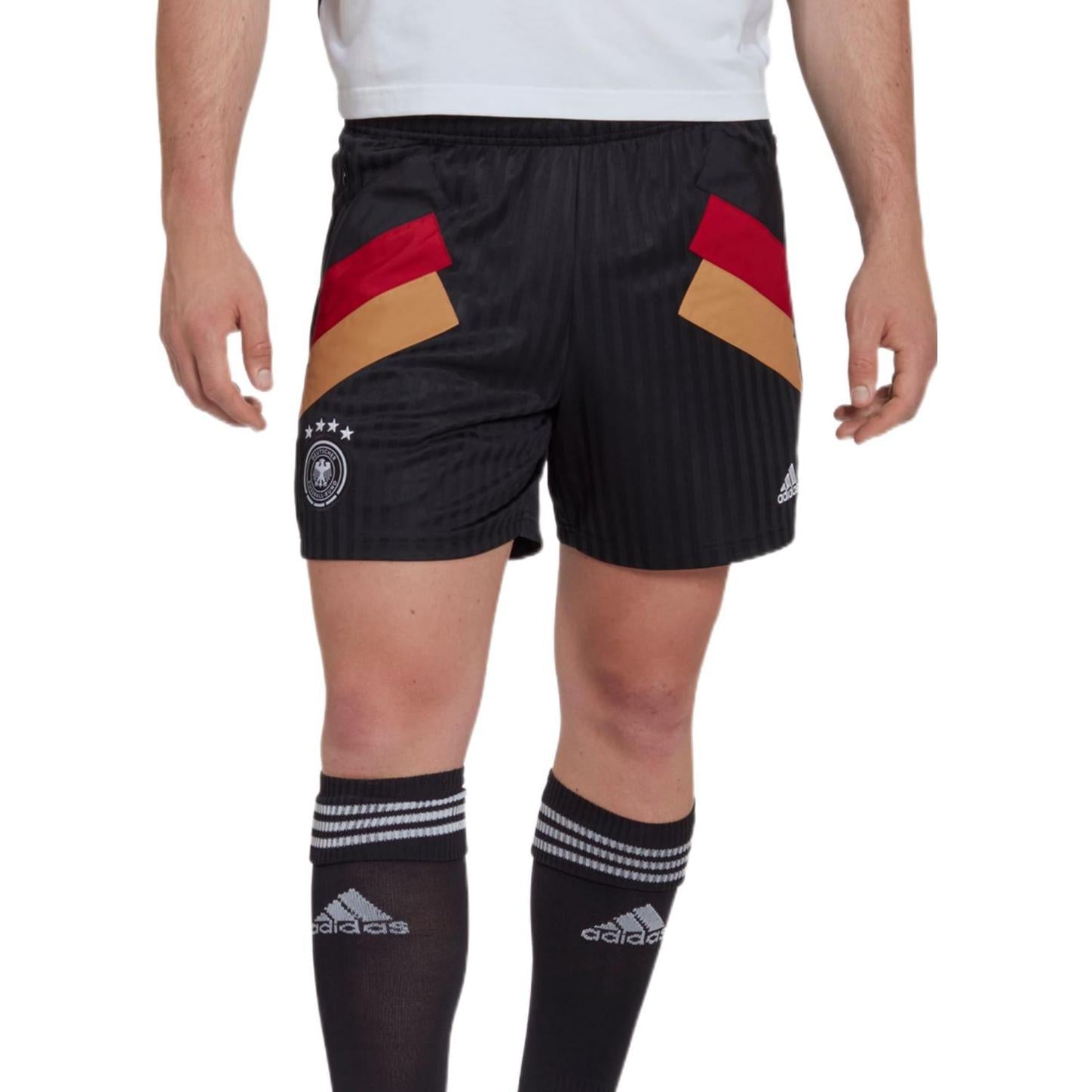 adidas Germany Icon Shorts Asia Sizing 'Black Yellow Red' HC1268