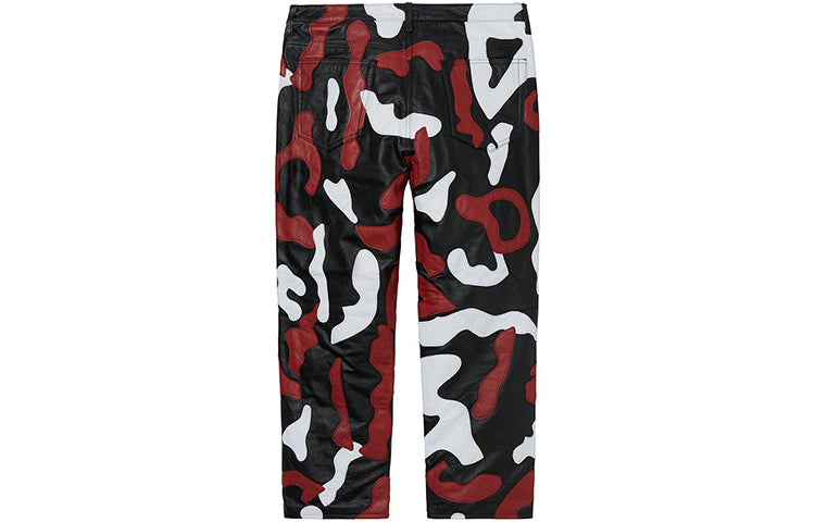 Supreme FW19 Week 12 Camo Leather 5Pocket Pant Red Camo SUP-FW19-1057