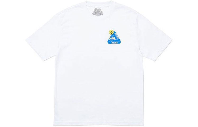 Men's PALACE SS20 Tri-Smiler T-Shirt Back Triangle Logo Printing Round Neck Short Sleeve White P18TS100