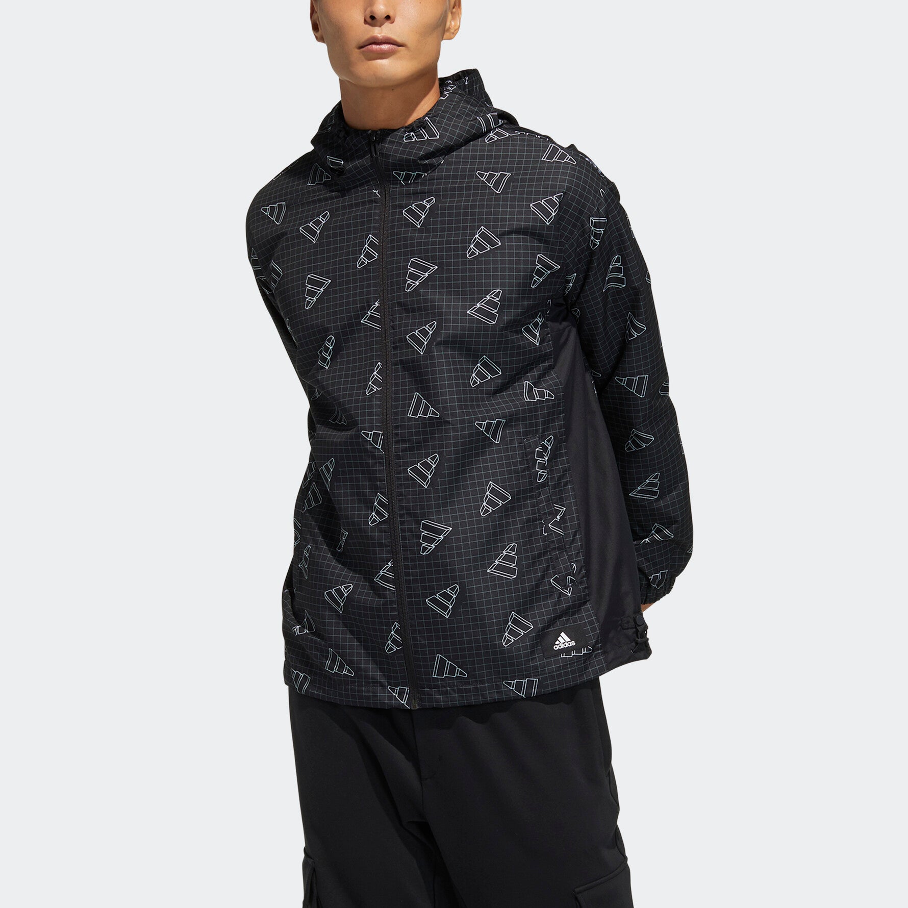 adidas Full Print Sports Loose Hooded Jacket Black GP1825