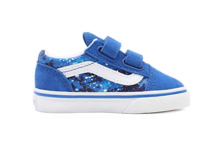 Vans Old Skool Velcro Breathable Non-Slip Wear-Resistant Low Top Casual Skate Shoes Td Blue VN000D3Y9AD