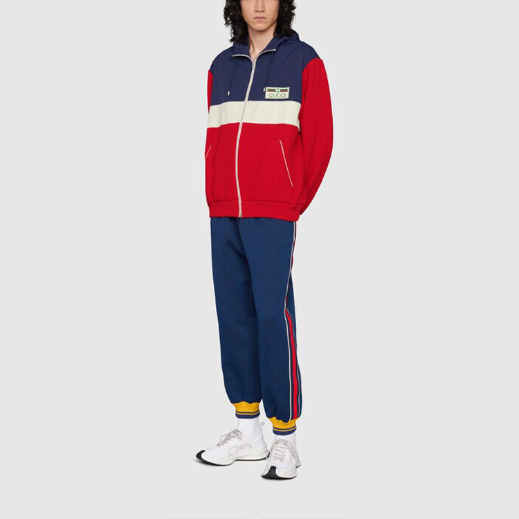 Gucci Wool Jersey Hooded Zip-up Sweatshirt'Red Blue Beige' 673279-XJDUX-6051