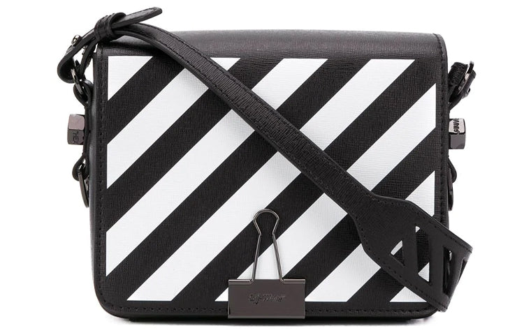 (WMNS) Off-White Binder Clip Stripe Shoulder Bag Messenger Bag Black White OWNA011S20LEA0011001