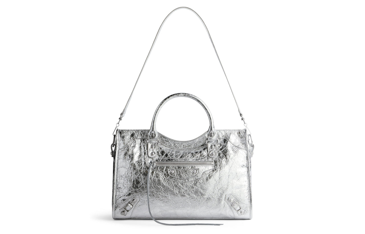 (WMNS) Balenciaga Le City Medium Bag Metallized 'Silver' 7977862AA9R8122