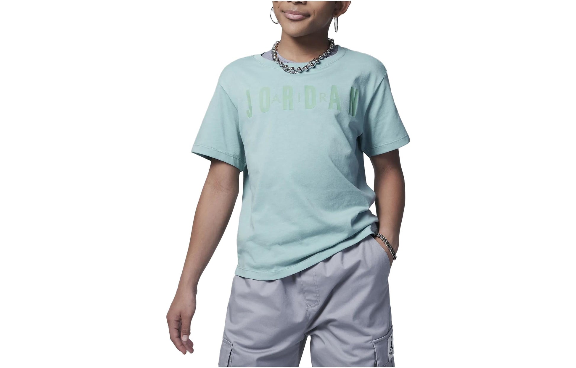 (GS) Air Jordan Post Up Boxy T-Shirt 'Teal' 45C657-572