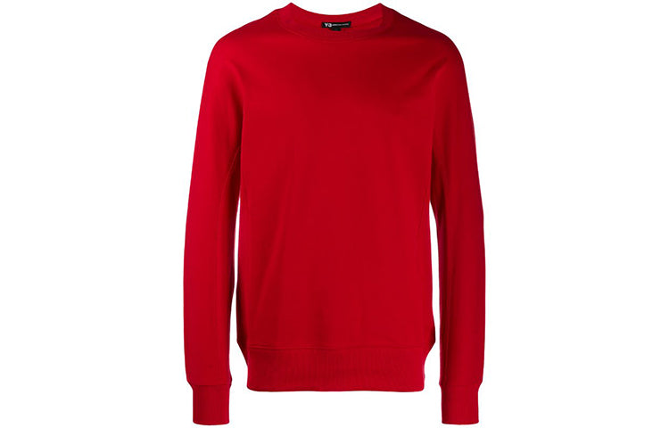Men's Y-3 Back Logo Printing Round Neck Pullover Red FJ0352