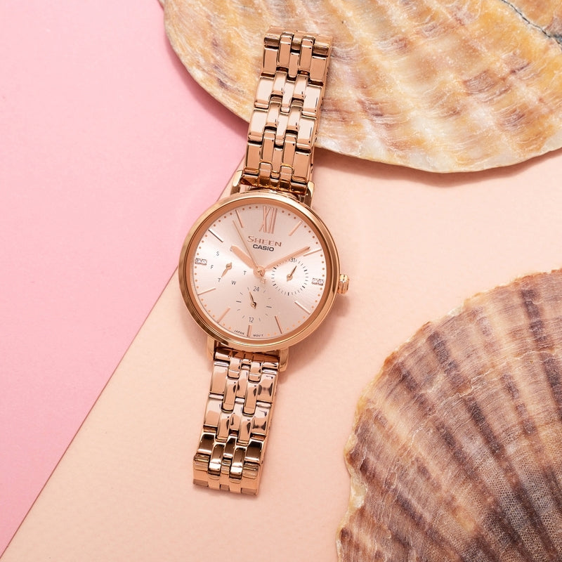 CASIO Female SHEEN Japan / South Korea Fashion Rose Gold Analog SHE-3064PG-4A