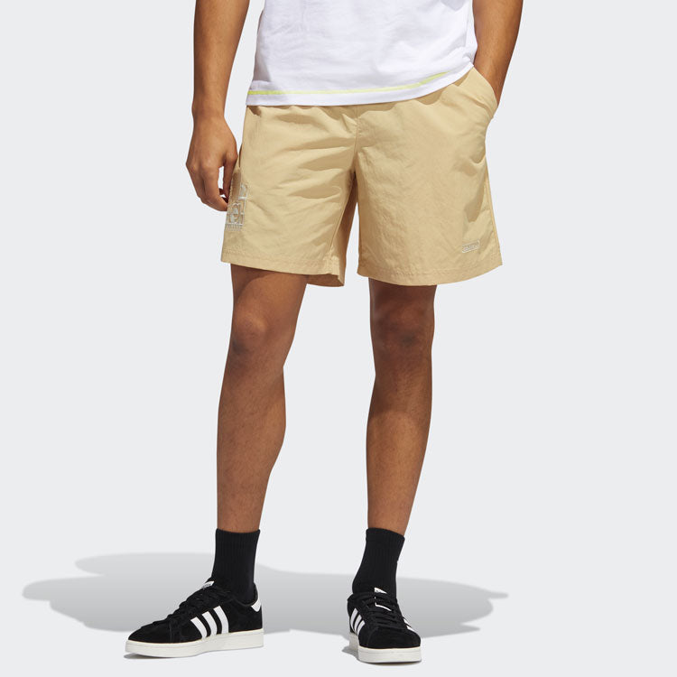 adidas originals Emb Woven Short Embroidered Casual Sports Shorts Beige GN3858