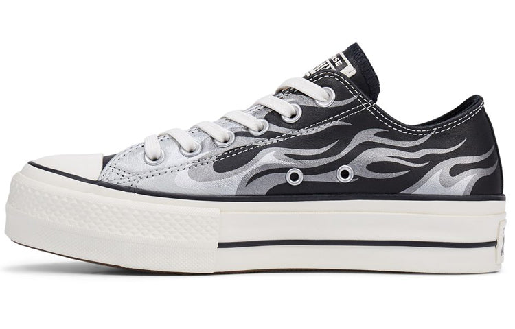 (WMNS) Converse Chuck Taylor All Star Platform Metallic Flame Low Top Black White 565900C