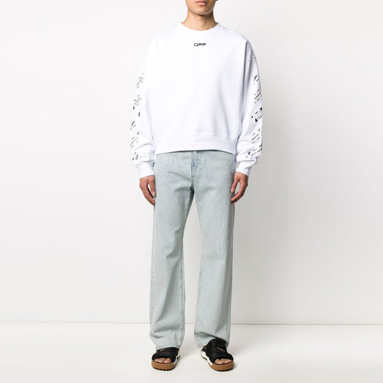Men's Off-White SS22 Back Arrow Printing Round Neck Long Sleeves Loose Fit White OMBA035S20E300030188
