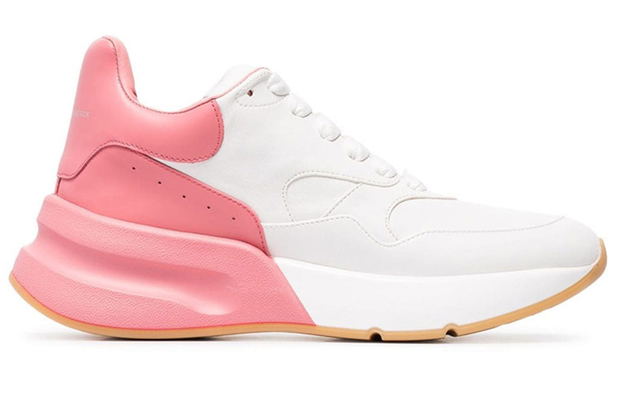 (WMNS) Alexander McQueen Oversized Runner Low Top Leather Sneakers with Mesh 'White Pink' 533709WHRU39374
