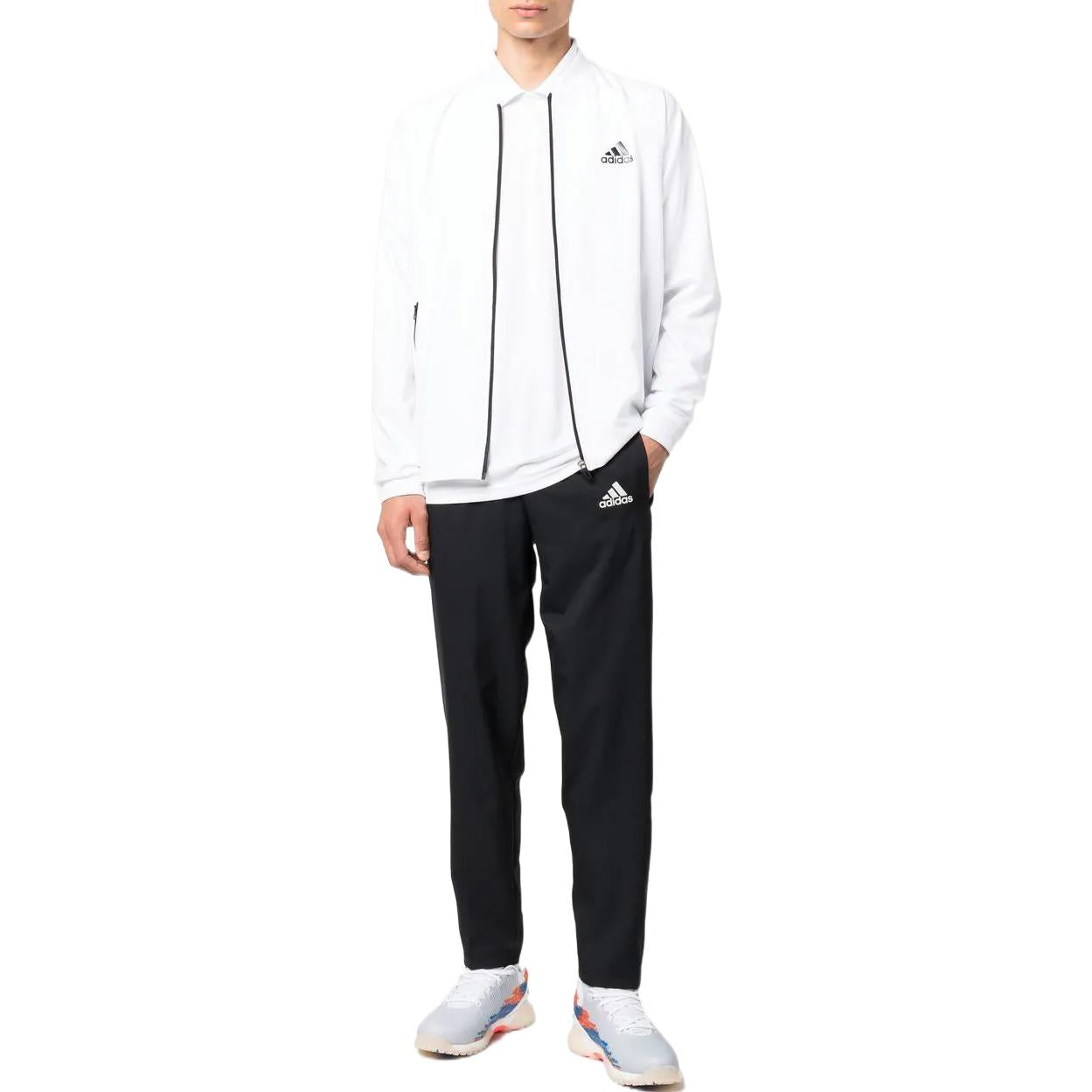 Men's adidas Tennis Solid Color Logo Printing Zipper Jacket White HE0410
