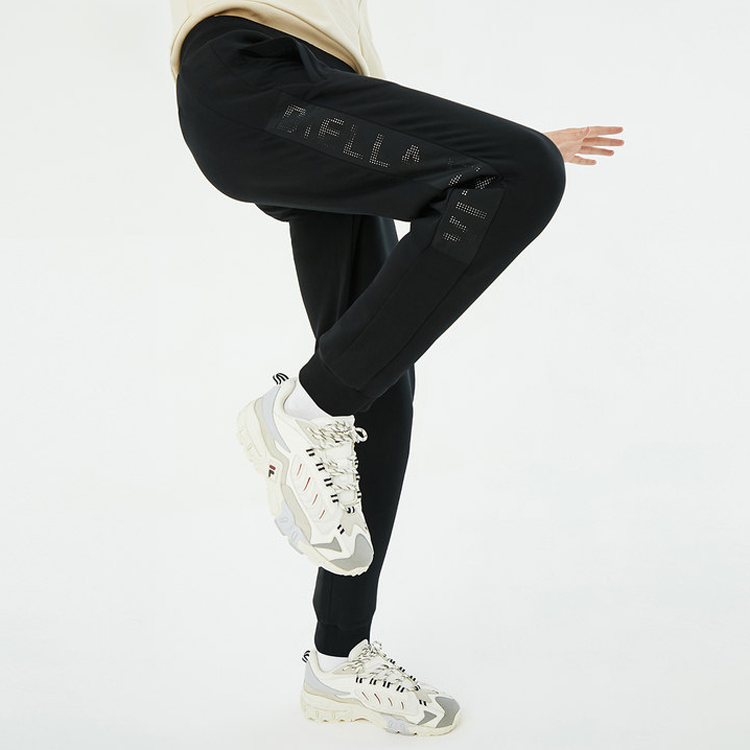FILA Casual Side Splicing Casual Sports Knit Long Pants Black F11M948606F-BK