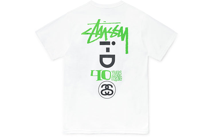 Men's Stussy Portrait Alphabet Printing Pattern Pullover Short Sleeve White 3903650