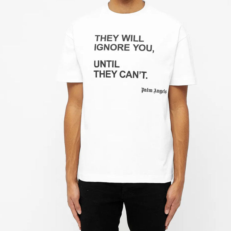 Men's PALM ANGELS Seasonal Tee Back Printing Short Sleeve White PMAA001S204130490188