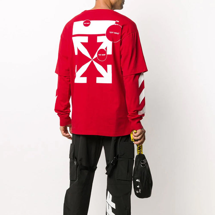 Off-White Fw20 Diagonal Stripe Layered Sleeve Swea OMAB022F20FAB0032501