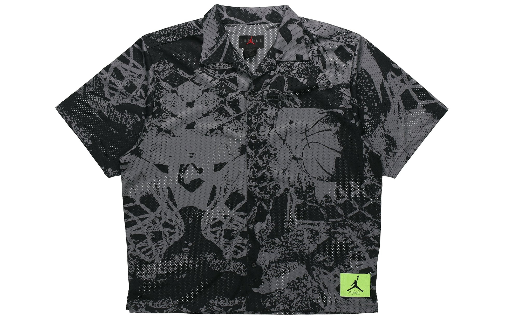 Air Jordan Flight Knitting Printing Wide Loose Basketball Short Sleeve Shirt Men's Black CZ4736-010