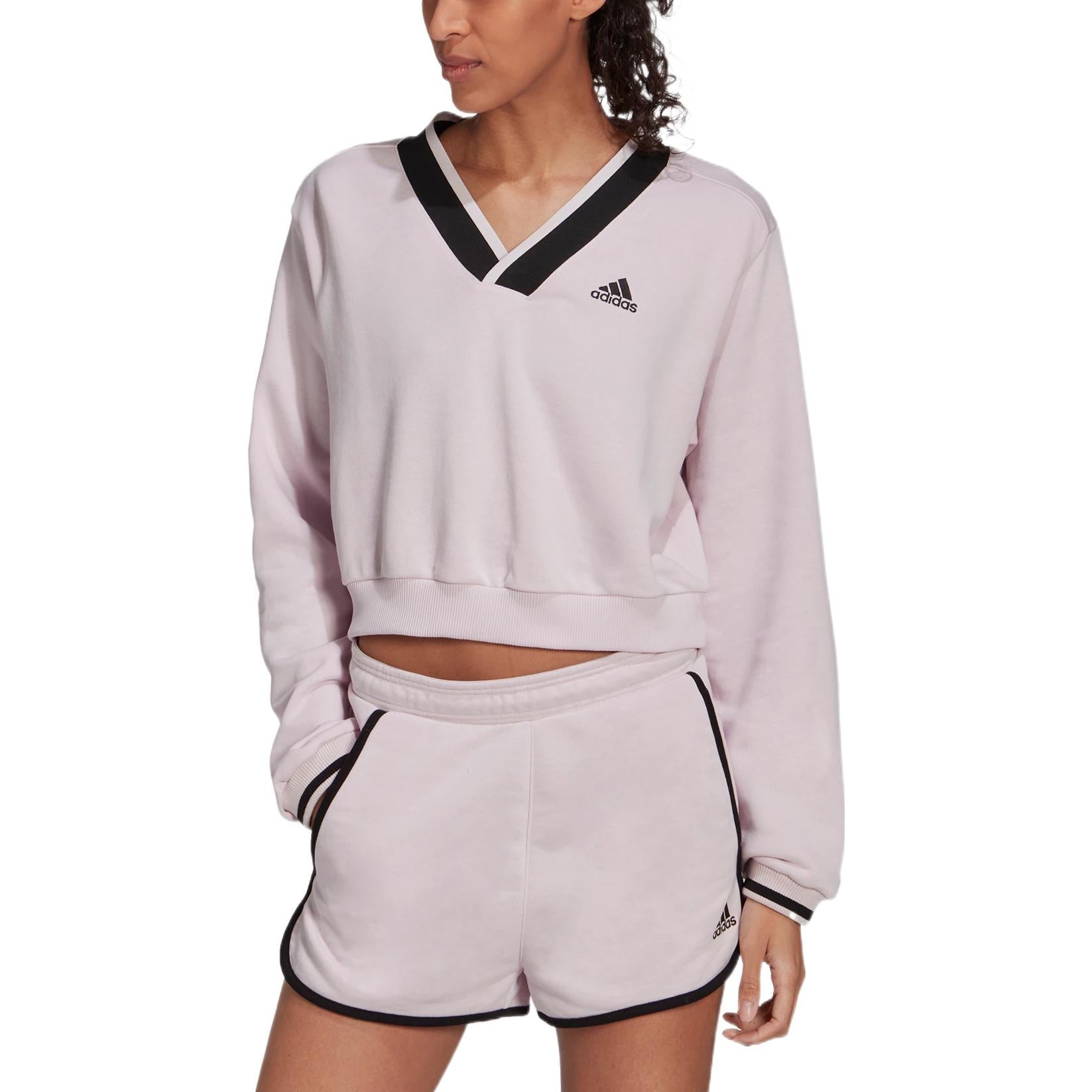 (WMNS) adidas Cropped V-Neck Sweatshirt 'Purple' HZ4191