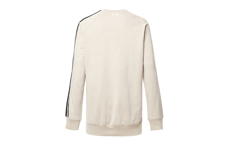 Men's Y-3 Basic Side Stripe Casual Pullover Creamy White FJ0389