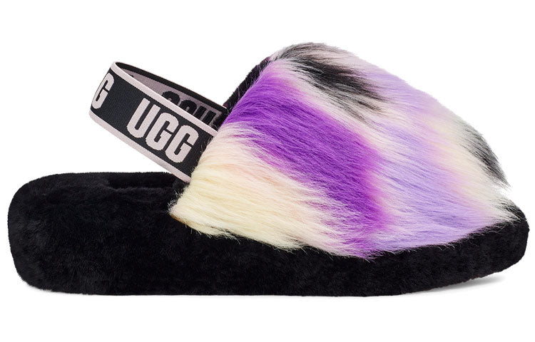 (WMNS) UGG Fluff Yeah Slide Tie Dye 'Black White Purple' 1117326-MGNL