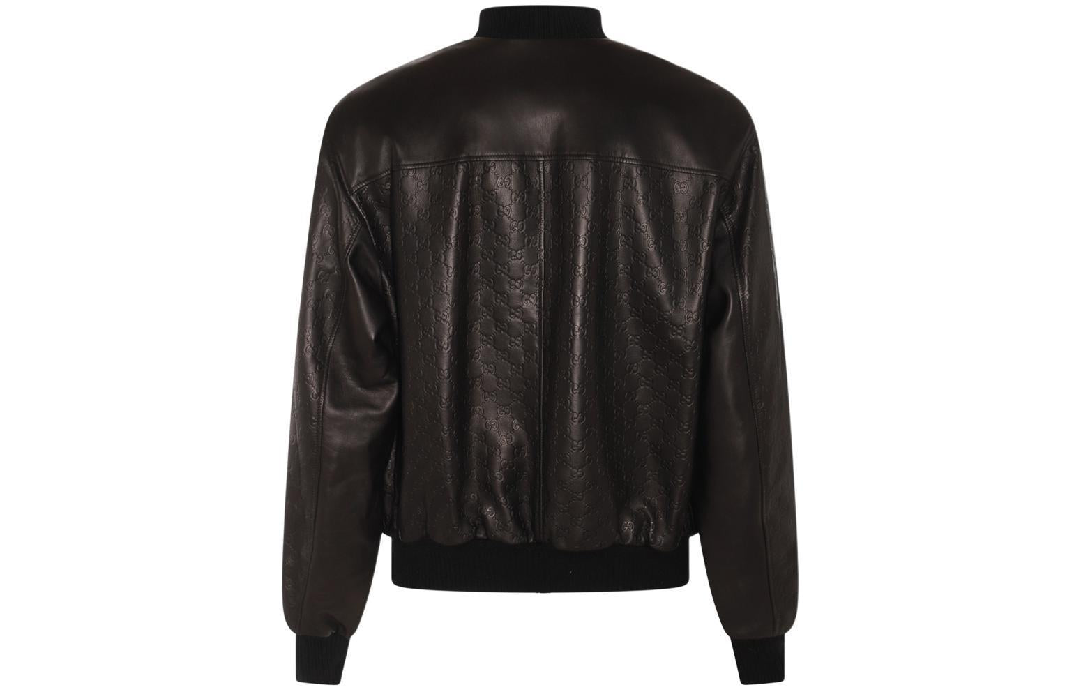 Gucci GG Embossed Leather Bomber Jacket 'Black' 764861-XNA0D-1000