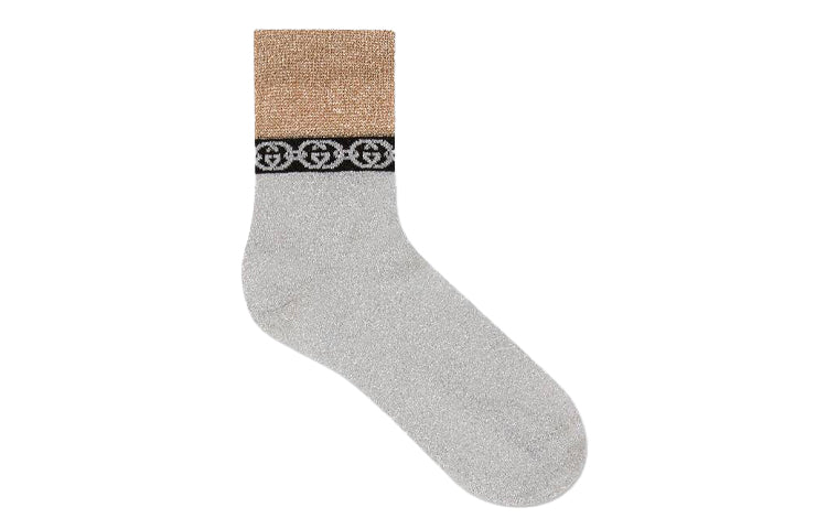 (WMNS) Gucci Interlocking GG Chain Socks 1 Pack Silver Golden 609345-3GF05-1975