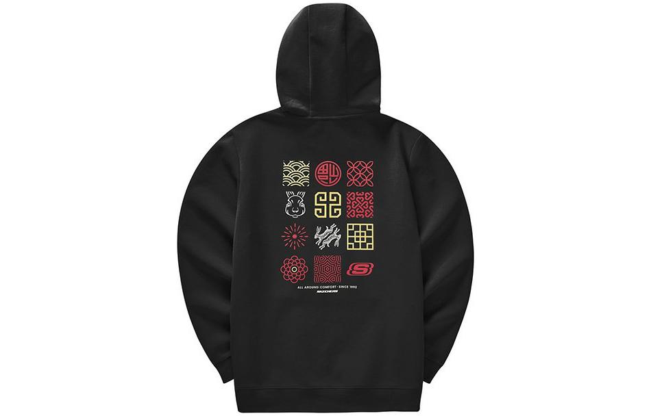 Skechers CNY Logo Printed Hoodies 'Black' L123M003-0018