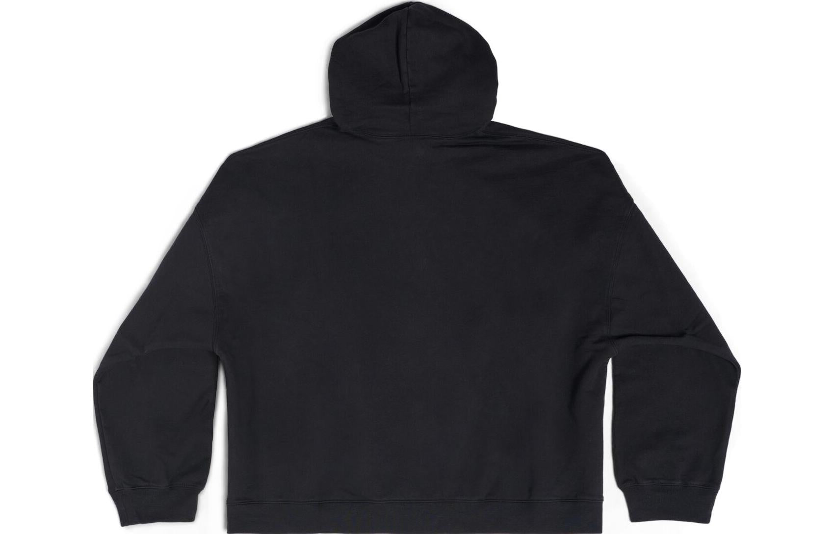 (WMNS) Balenciaga Cities Paris Hoodie Wide Fit 'Black' 674986TLVL81069