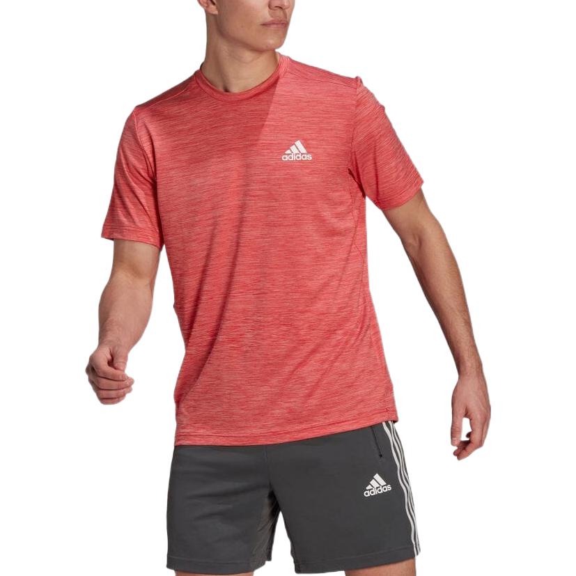 adidas Solid Color Logo Round Neck Pullover Short Sleeve Japanese version Red GM3861