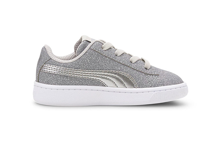 (TD) PUMA Vikky V2 Glitz Casual Board Shoes Grey/White 370626-03