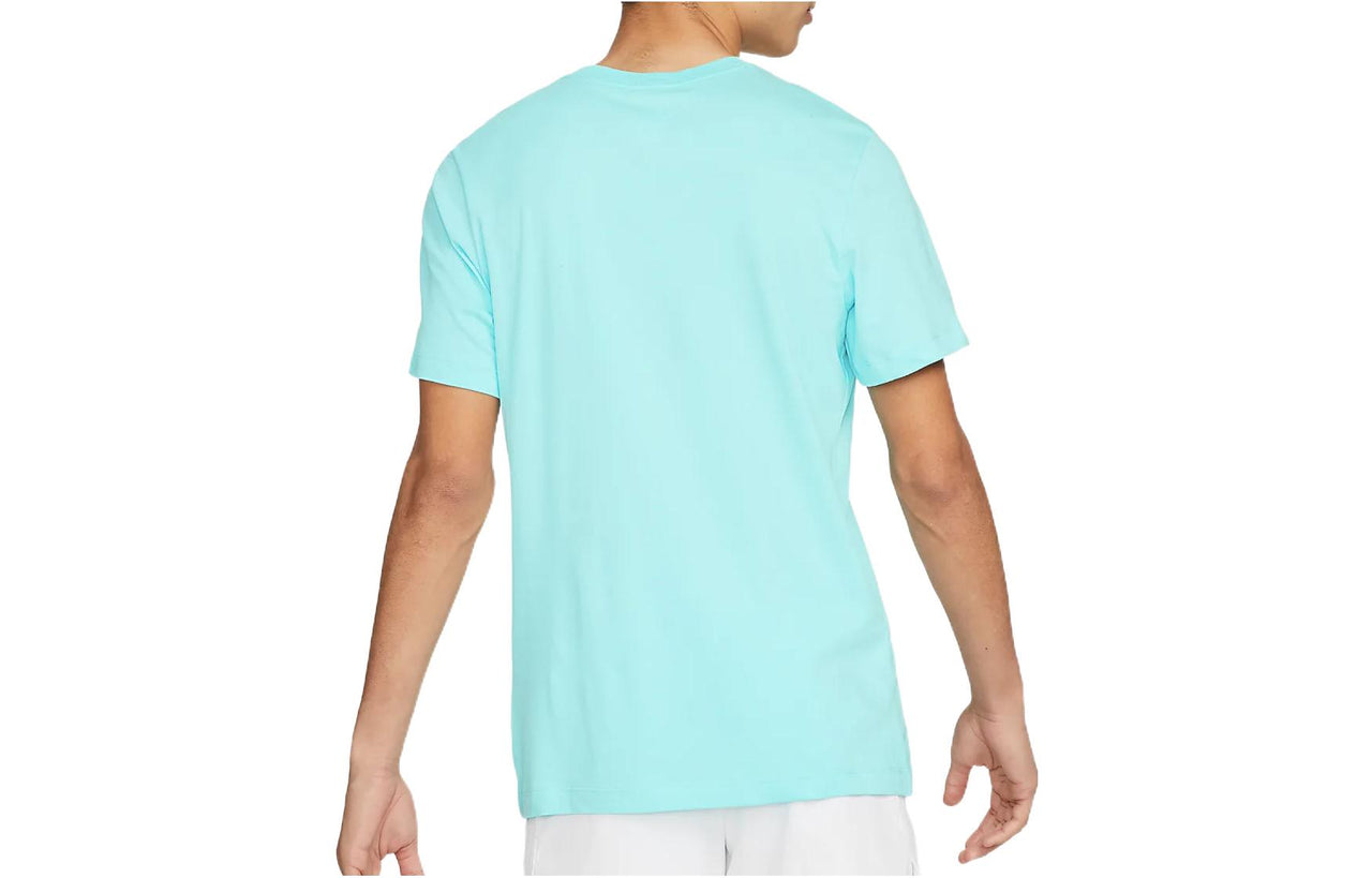 Men's Nike Court Dri-FIT Rafa Logo Printing Quick Dry Sports Short Sleeve Light Blue DD8572-482