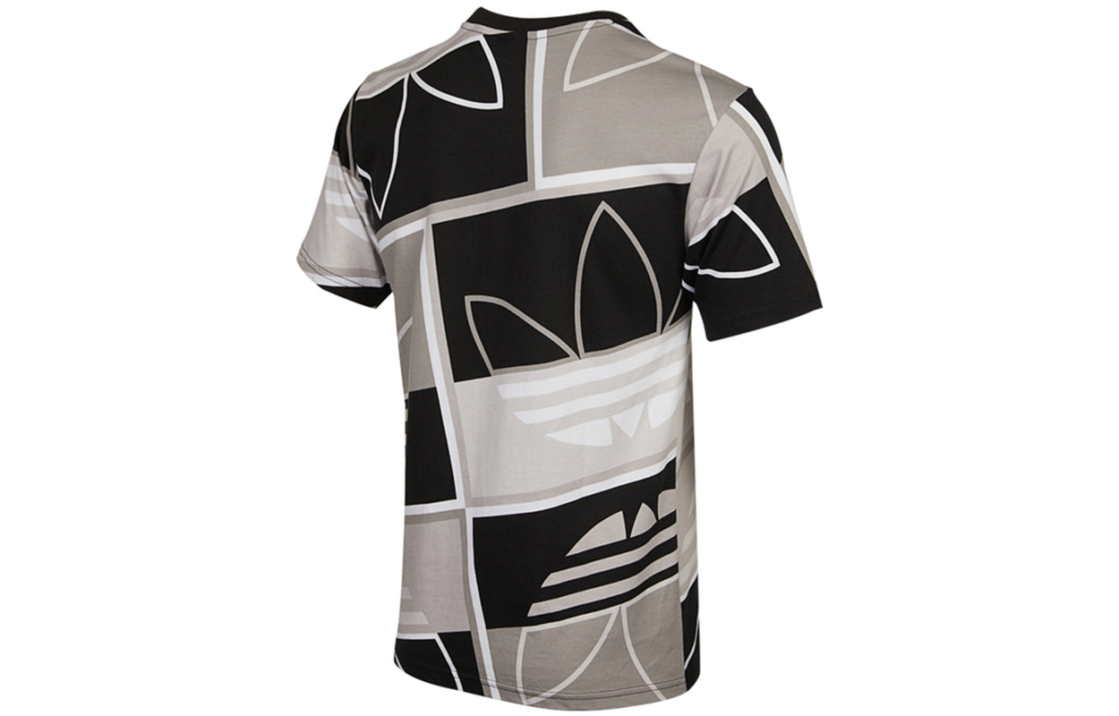adidas originals Colorblock Pattern Round Neck Sports Short Sleeve Black H31314