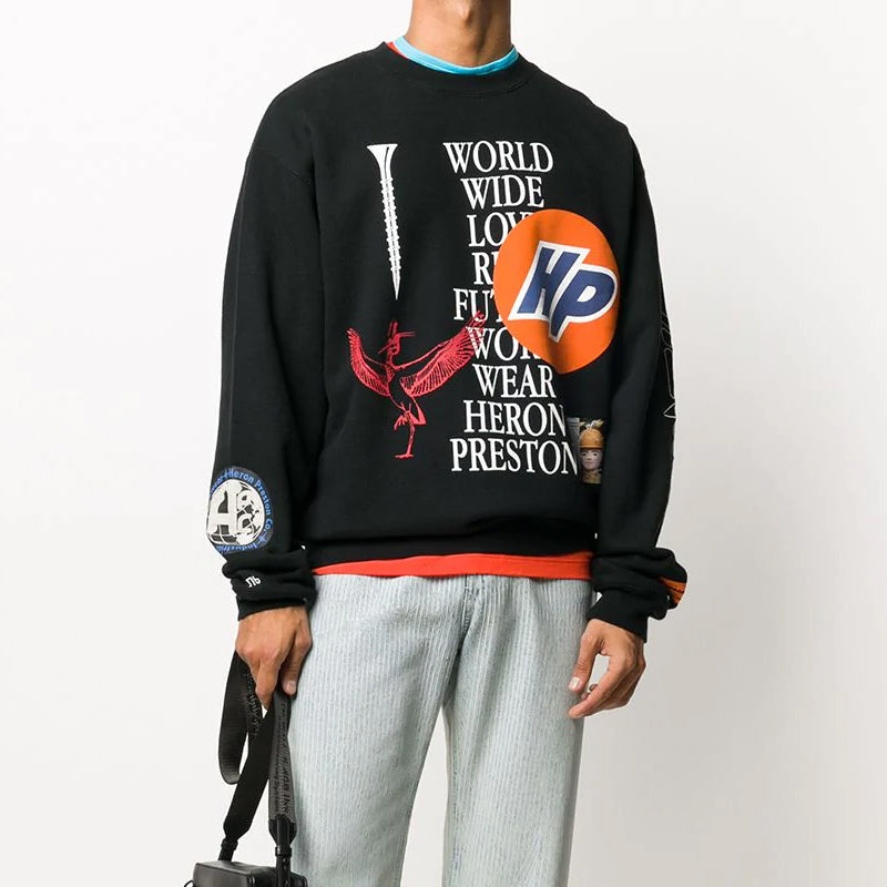 Men's HERON PRESTON Logo Printing Sports Black HMBA014F20JER0021001