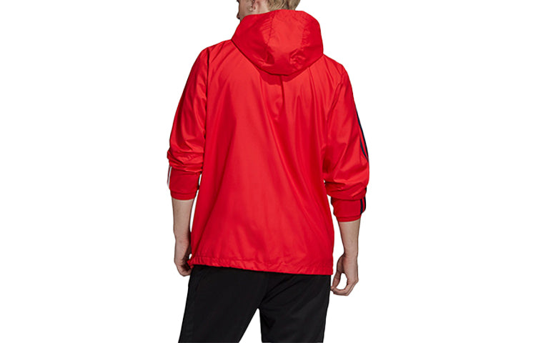 adidas Arsenal Silk Screen team logo Soccer/Football Sports Hooded Jacket Red GE1995