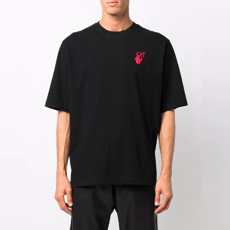 Off-White FW21 Logo Round Neck Short Sleeve Ordinary Version Black OMAA119F21JER0251025