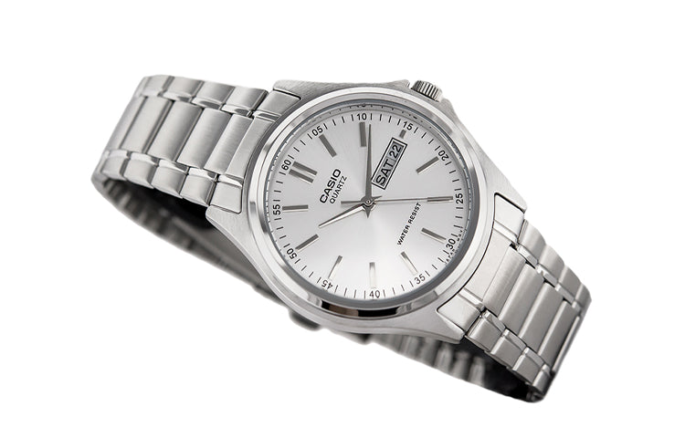 CASIO Waterproof Stainless Steel Strap Mens White Analog MTP-1239D-7A