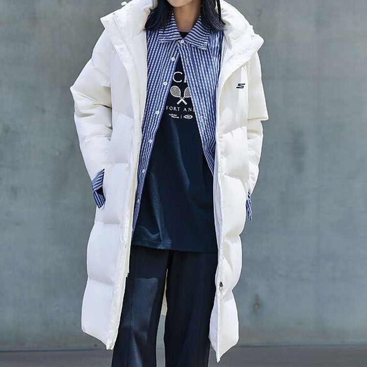 (WMNS) Skechers Long Down Jacket 'White' P422W050-000Q