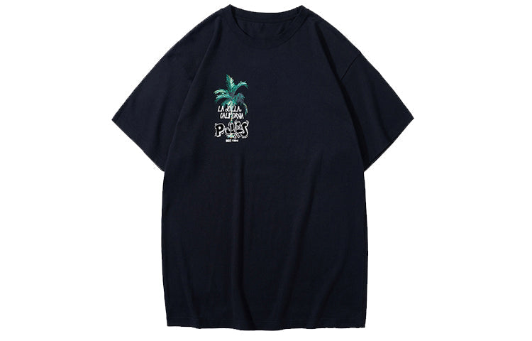 PJs Vigor Surf Graffiti Large Pattern Printing Short Sleeve Unisex Black 20SSTS10233-P